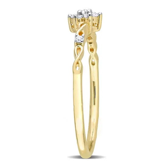 JMS always Rings Original Amour Yellow Plated Sterling Silver 110 CT TW Diamond Floral Promise Ring