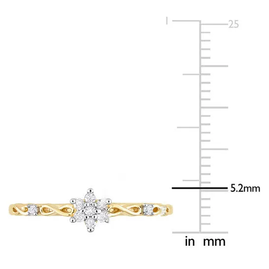 JMS always Rings Original Amour Yellow Plated Sterling Silver 110 CT TW Diamond Floral Promise Ring