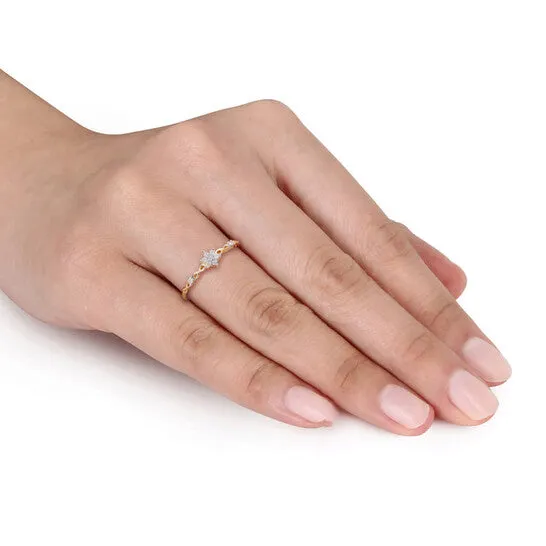 JMS always Rings Original Amour Yellow Plated Sterling Silver 110 CT TW Diamond Floral Promise Ring