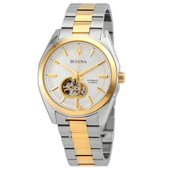 JMS always Rings Original Bulova Surveyor Automatic Silver Dial Twotone Mens Watch 98A284