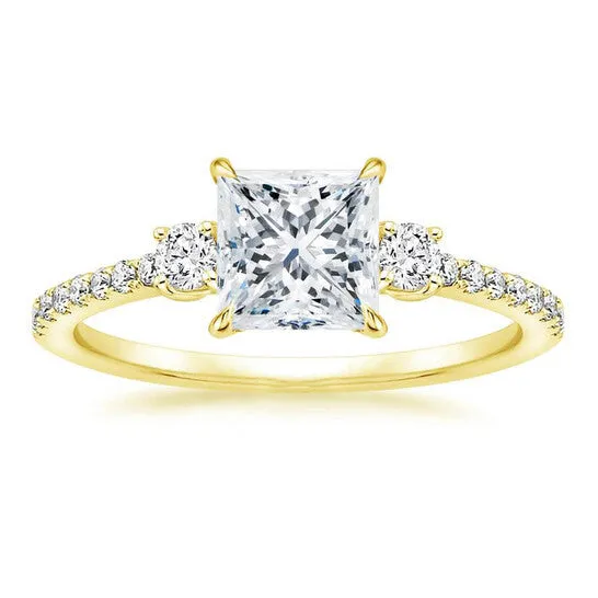 JMS always Rings Original DiamondMuse 290 cttw Square Swarovski Diamonds Gold Tone Engagement Ring in Sterling Silver