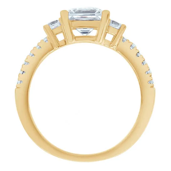 JMS always Rings Original DiamondMuse 290 cttw Square Swarovski Diamonds Gold Tone Engagement Ring in Sterling Silver
