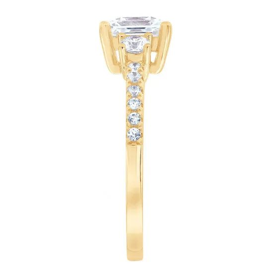 JMS always Rings Original DiamondMuse 290 cttw Square Swarovski Diamonds Gold Tone Engagement Ring in Sterling Silver