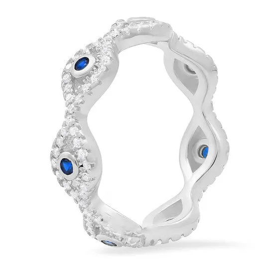 JMS always Rings Original Kylie Harper Sterling Silver CZ Evil Eye Eternity Band Ring JMS always Rings Original Kylie Harper Sterling Silver CZ Evil Eye Eternity Band Ring