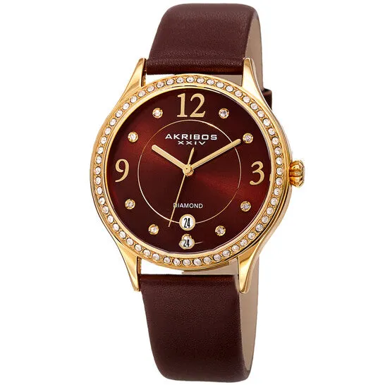 JMS always Watches Original Akribos XXIV Quartz Diamond Brown Dial Ladies Watch AK1011BR JMS always Watches Original Akribos XXIV Quartz Diamond Brown Dial Ladies Watch AK1011BR