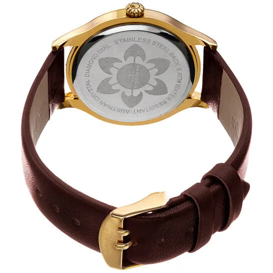 JMS always Watches Original Akribos XXIV Quartz Diamond Brown Dial Ladies Watch AK1011BR
