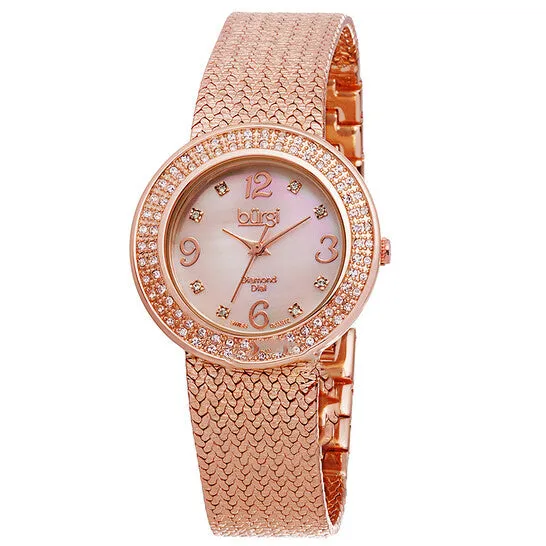 JMS always Watches Original Burgi Pink Mother of Pearl Diamond Dial Ladies Watch BUR097RG