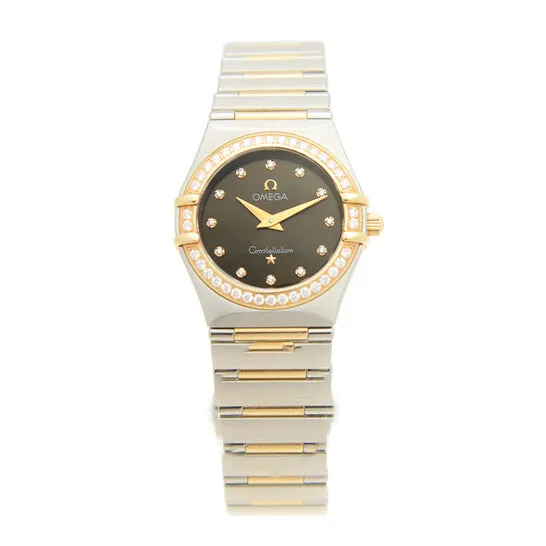 JMS always Watches Original Omega Constellation Quartz Diamond Brown Dial Ladies Watch 13586000