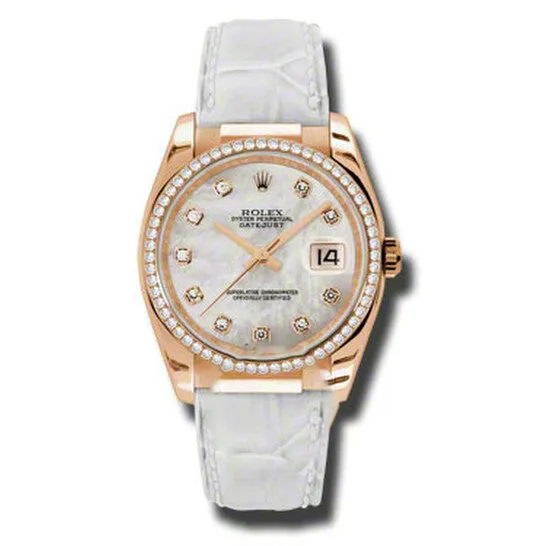 JMS always Watches Original Rolex Datejust Mother of Pearl Automatic White Leather Strap Ladies Watch 116185MDL JMS always Watches Original Rolex Datejust Mother of Pearl Automatic White Leather Strap Ladies Watch 116185MDL