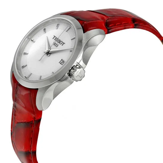 JMS always Watches Original Tissot Couturier White Dial Red Leather Ladies Watch T0352101601101