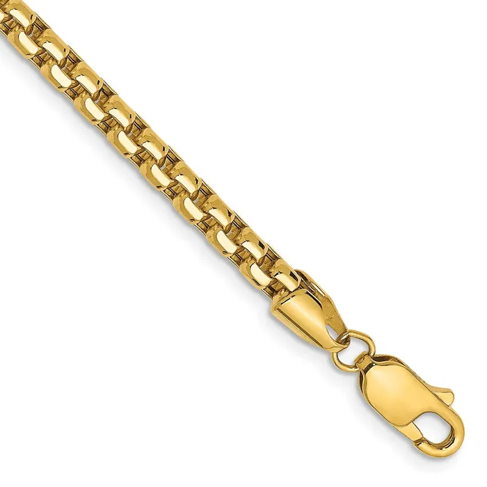 MDS Bracelets 14K Yellow Gold 8 inch 36mm SemiSolid Round Box with Lobster Clasp Bracelet MDS Bracelets 14K Yellow Gold 8 inch 36mm SemiSolid Round Box with Lobster Clasp Bracelet