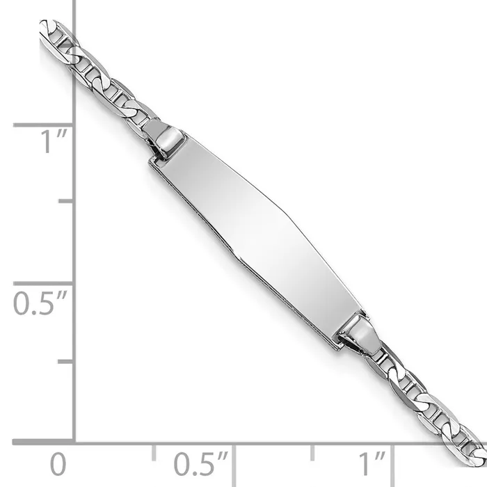 MDS Bracelets Solid 14K White Gold Soft Diamond Shape Anchor Link ID Bracelet MDS Bracelets Solid 14K White Gold Soft Diamond Shape Anchor Link ID Bracelet