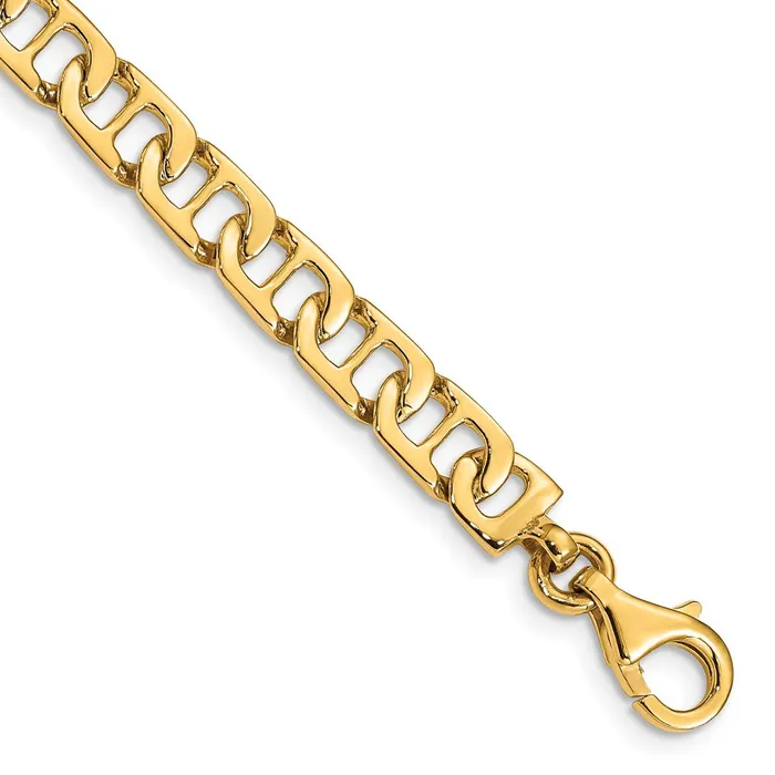 MDS Bracelets Solid 14K Yellow Gold 7 inch 65mm Hand Polished Fancy Anchor Link with Fancy Lobster Clasp Bracelet MDS Bracelets Solid 14K Yellow Gold 7 inch 65mm Hand Polished Fancy Anchor Link with Fancy Lobster Clasp Bracelet