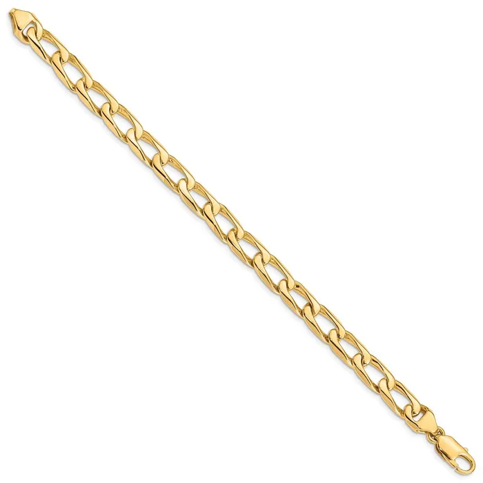 MDS Bracelets Solid 14K Yellow Gold 9 inch 85mm Hand Polished Fancy Open Link with Lobster Clasp Bracelet