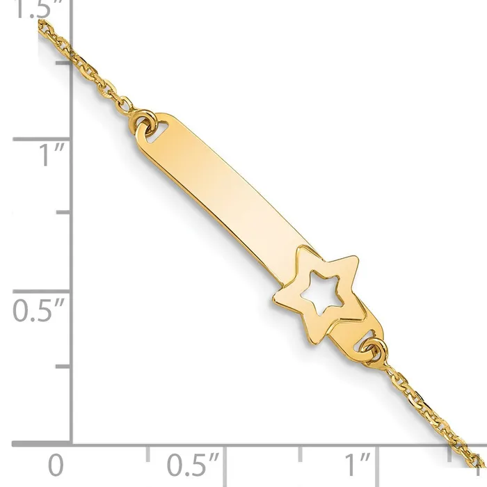 MDS Bracelets Solid 14K Yellow Gold Childrens Polished Star w1in ext ID Bracelet MDS Bracelets Solid 14K Yellow Gold Childrens Polished Star w1in ext ID Bracelet