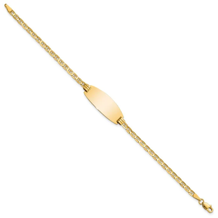 MDS Bracelets Solid 14K Yellow Gold Oval Anchor ID Bracelet MDS Bracelets Solid 14K Yellow Gold Oval Anchor ID Bracelet
