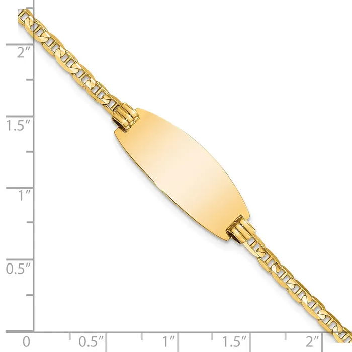 MDS Bracelets Solid 14K Yellow Gold Oval Anchor ID Bracelet MDS Bracelets Solid 14K Yellow Gold Oval Anchor ID Bracelet