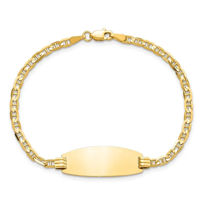 MDS Bracelets Solid 14K Yellow Gold Oval Anchor ID Bracelet MDS Bracelets Solid 14K Yellow Gold Oval Anchor ID Bracelet