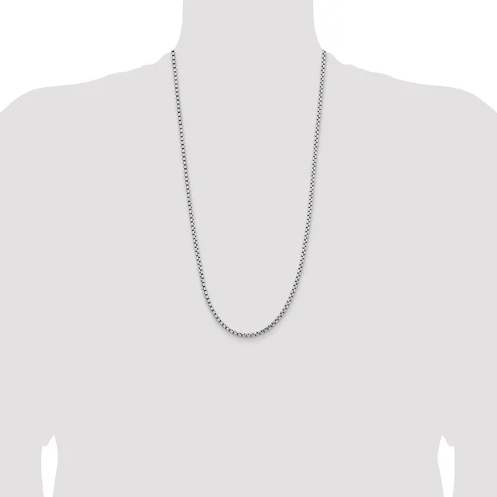 MDS Necklaces 14K White Gold 28 inch 36mm SemiSolid Round Box with Lobster Clasp Chain Necklace MDS Necklaces 14K White Gold 28 inch 36mm SemiSolid Round Box with Lobster Clasp Chain Necklace