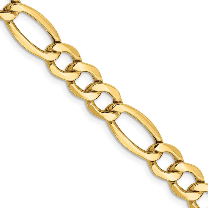 MDS Necklaces 14K Yellow Gold 22 inch 73mm SemiSolid Figaro with Lobster Clasp Chain Necklace MDS Necklaces 14K Yellow Gold 22 inch 73mm SemiSolid Figaro with Lobster Clasp Chain Necklace