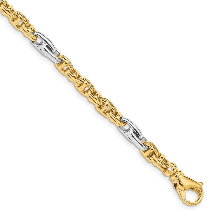 MDS Necklaces Solid 14K Twotone Gold 24 inch 538mm Hand Polished Fancy Link with Fancy Lobster Clasp Chain Necklace MDS Necklaces Solid 14K Twotone Gold 24 inch 538mm Hand Polished Fancy Link with Fancy Lobster Clasp Chain Necklace