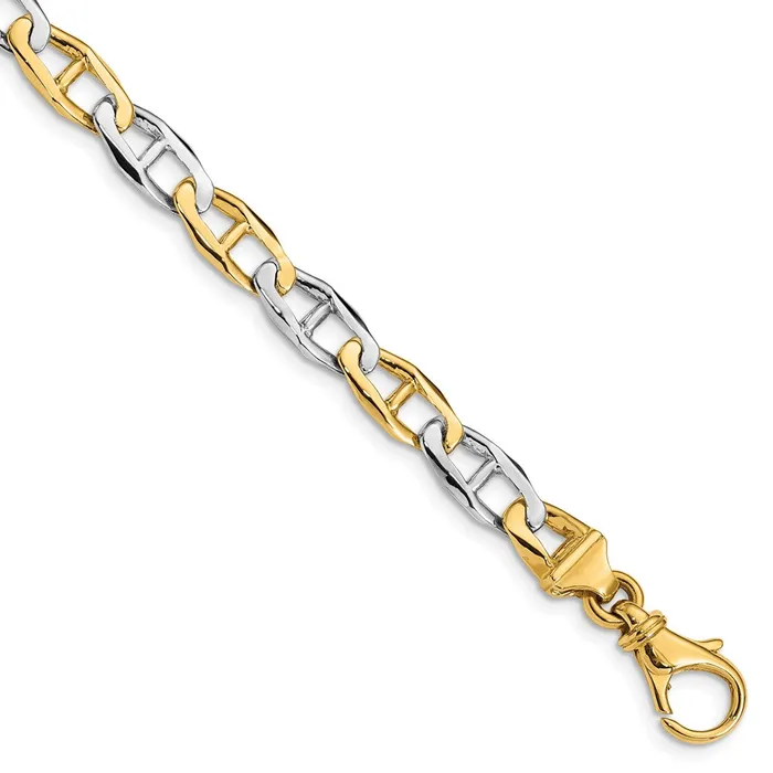 MDS Necklaces Solid 14K Twotone Gold 24 inch 65mm Hand Polished Fancy Link with Fancy Lobster Clasp Chain Necklace MDS Necklaces Solid 14K Twotone Gold 24 inch 65mm Hand Polished Fancy Link with Fancy Lobster Clasp Chain Necklace