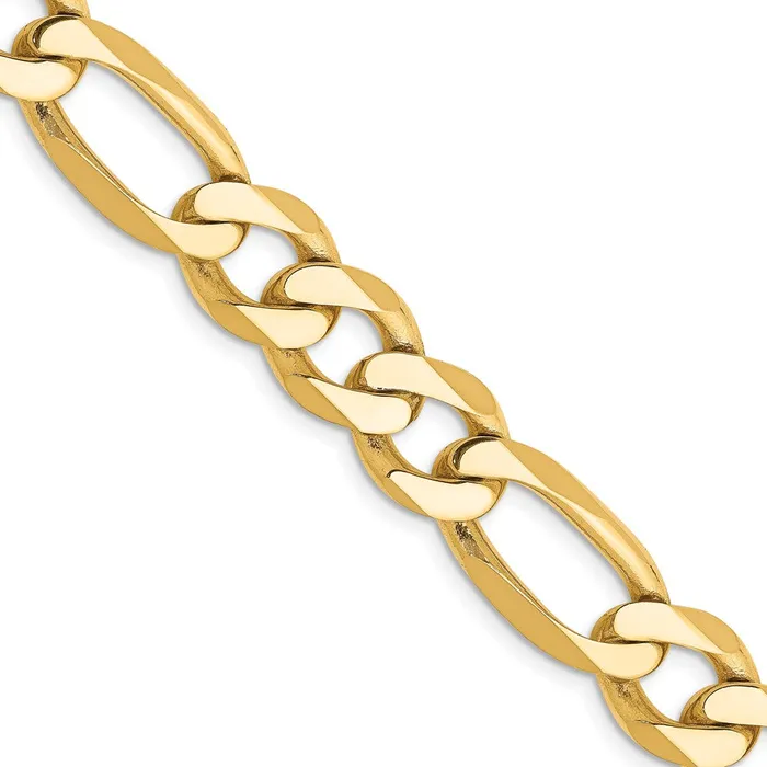 MDS Necklaces Solid 14K Yellow Gold 20 inch 10mm Flat Figaro with Lobster Clasp Chain Necklace MDS Necklaces Solid 14K Yellow Gold 20 inch 10mm Flat Figaro with Lobster Clasp Chain Necklace