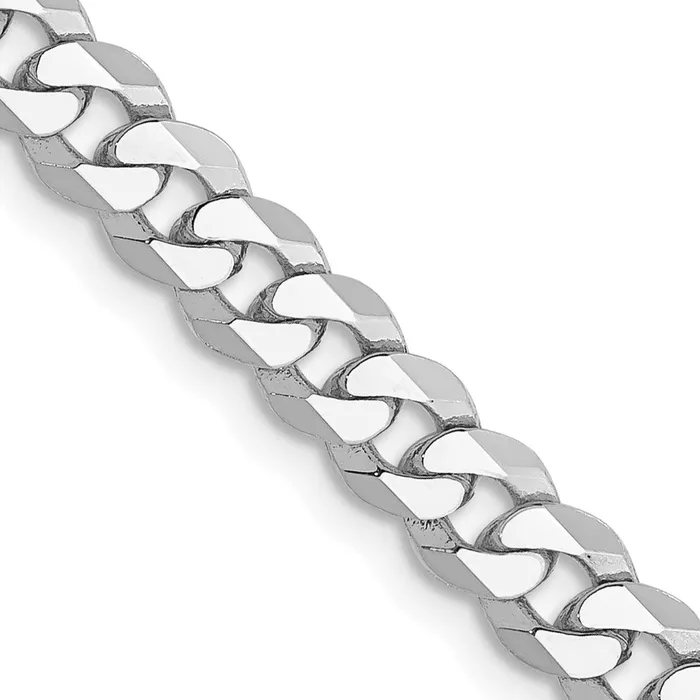MDS Solid 14K White Gold 26 inch 475mm Flat Beveled Curb with Lobster Clasp Chain Necklace Necklaces MDS Solid 14K White Gold 26 inch 475mm Flat Beveled Curb with Lobster Clasp Chain Necklace Necklaces