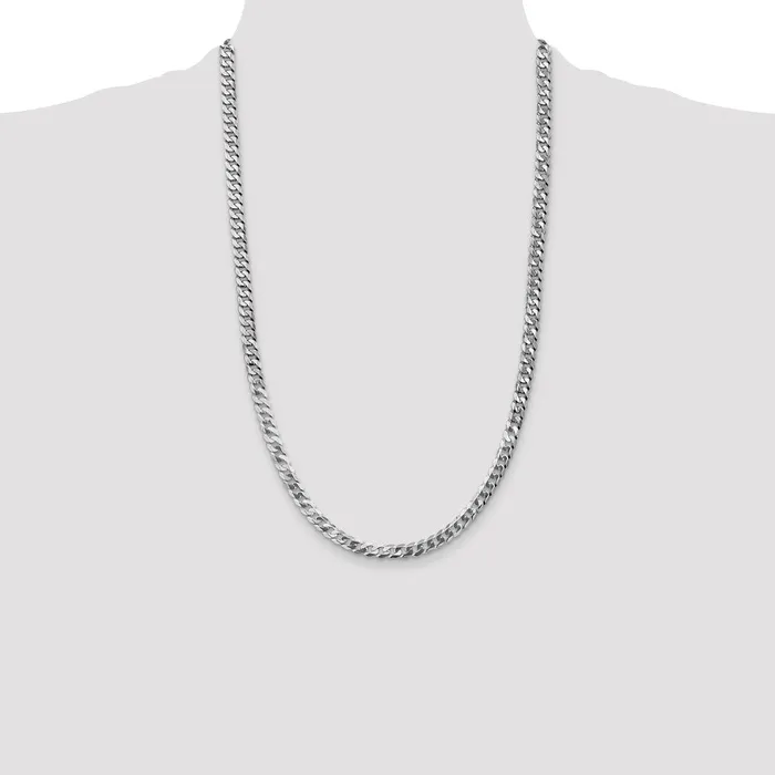 MDS Solid 14K White Gold 26 inch 475mm Flat Beveled Curb with Lobster Clasp Chain Necklace Necklaces MDS Solid 14K White Gold 26 inch 475mm Flat Beveled Curb with Lobster Clasp Chain Necklace Necklaces