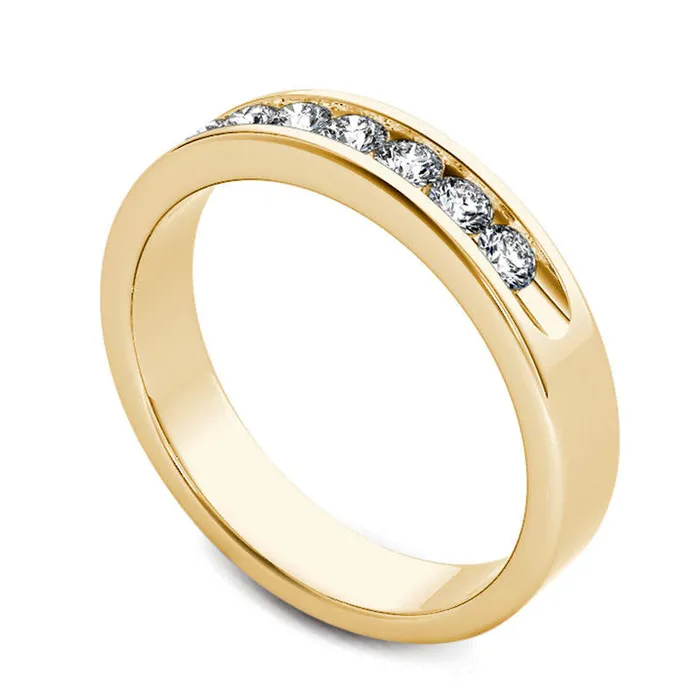 Mens 050 CT TW Natural Diamond Seven Stone Wedding Band in Solid 14K Gold Goldia Rings