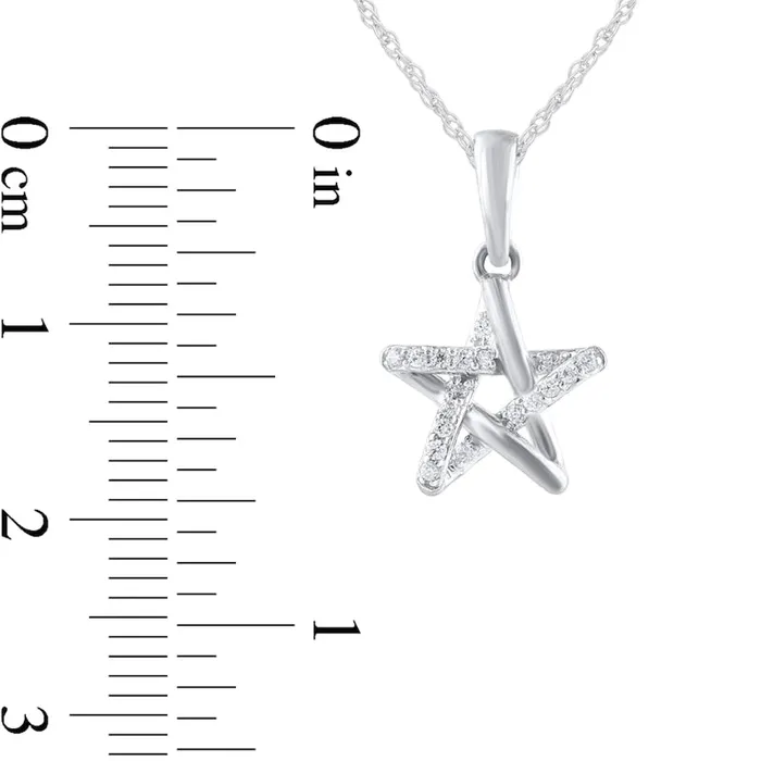 Necklaces 005 CT TW Natural Diamond Star Pendant in 10K White Gold Goldia Necklaces 005 CT TW Natural Diamond Star Pendant in 10K White Gold Goldia