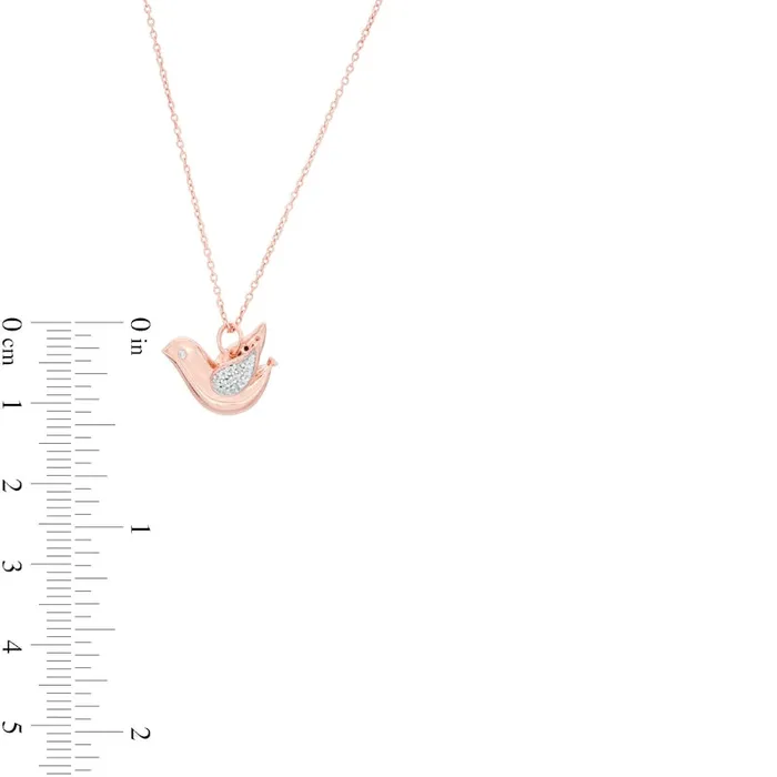 Necklaces 01 CT TW Natural Diamond Dove Pendant in Sterling Silver with 14K Rose Gold Plate Goldia Necklaces 01 CT TW Natural Diamond Dove Pendant in Sterling Silver with 14K Rose Gold Plate Goldia