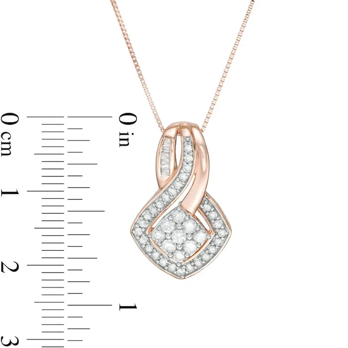 Necklaces 05 CT TW Composite Natural Diamond Tilted Square Pendant in 10K Rose Gold Goldia Necklaces 05 CT TW Composite Natural Diamond Tilted Square Pendant in 10K Rose Gold Goldia