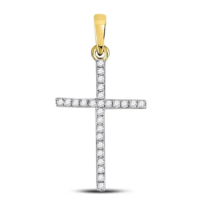 Necklaces 10k Yellow Gold Round Diamond Religious Cross Pendant 16 Cttw gndatlanta