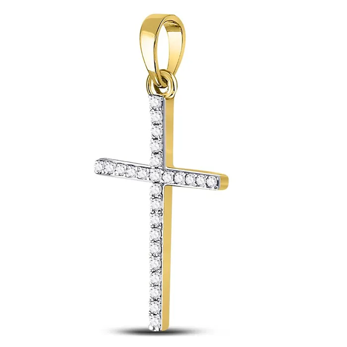 Necklaces 10k Yellow Gold Round Diamond Religious Cross Pendant 16 Cttw gndatlanta