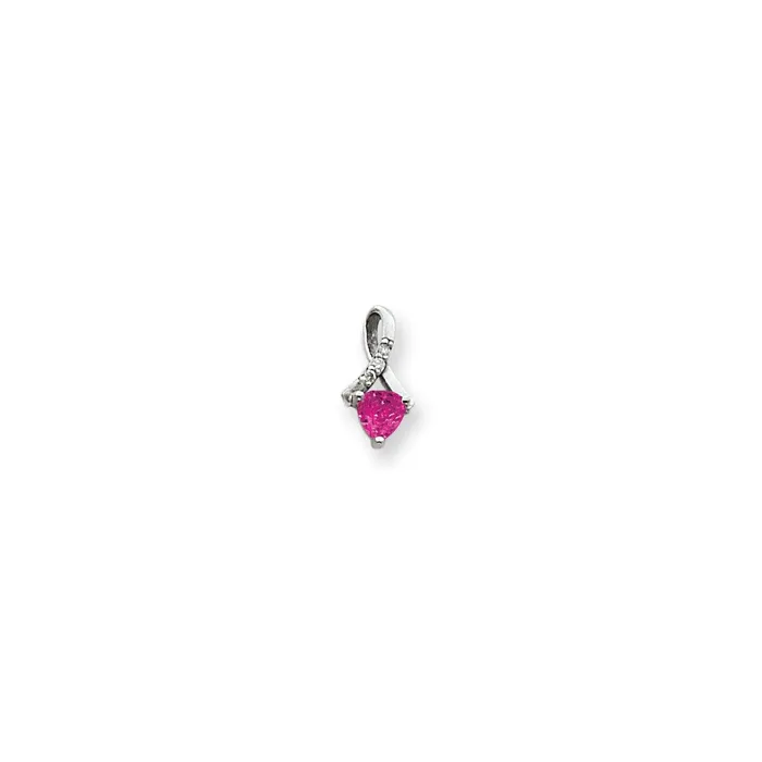Necklaces 14k White Gold 5mm Pink Tourmaline VS Diamond pendant Goldia