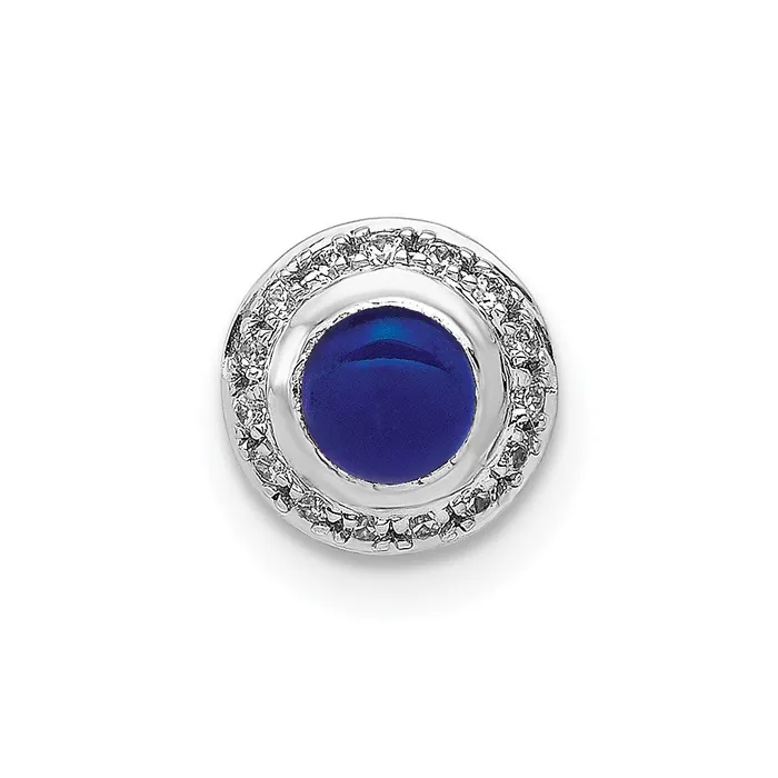 Necklaces 14k White Gold Real Diamond and Cabochon 47 Sapphire Chain Slide Goldia