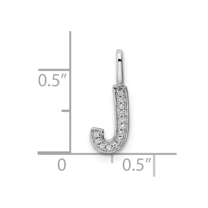 Necklaces 14K White Gold Real Diamond Letter J Initial Pendant Goldia