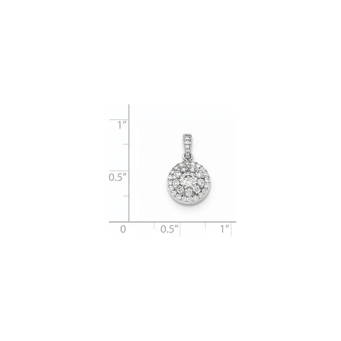 Necklaces 14k White Gold Real Diamond Round Pendant Goldia