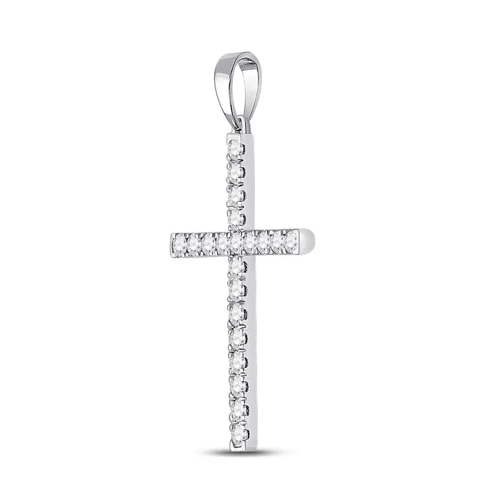Necklaces 14k White Gold Round Diamond Cross Pendant 12 Cttw gndatlanta