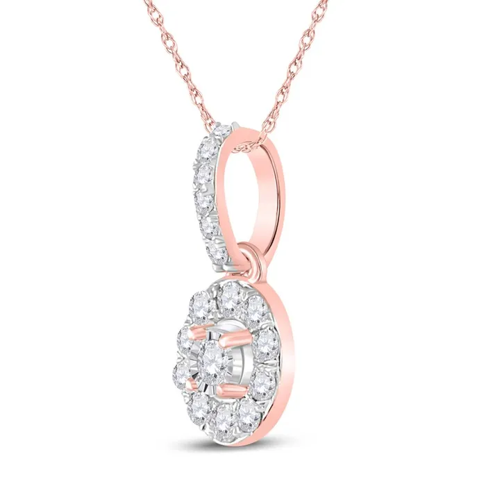 Necklaces gndatlanta 10k Rose Gold Round Diamond Oval Pendant 15 Cttw
