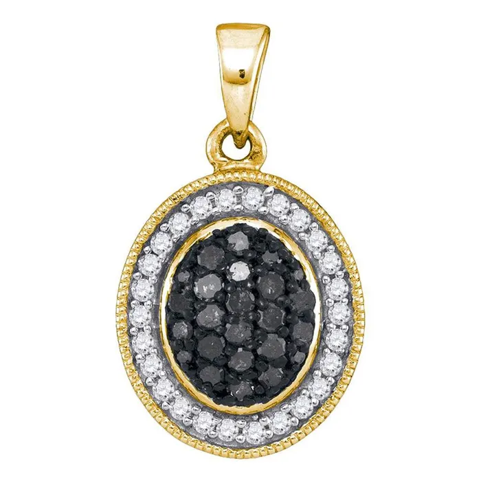 Necklaces gndatlanta 10k Yellow Gold Round Black Diamond Oval Pendant 13 Cttw Necklaces gndatlanta 10k Yellow Gold Round Black Diamond Oval Pendant 13 Cttw