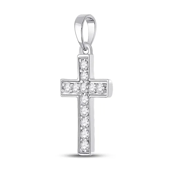Necklaces gndatlanta 14k White Gold Round Diamond Cross Pendant 16 Cttw