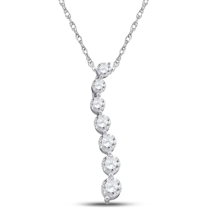 Necklaces gndatlanta 14k White Gold Round Diamond Graduated Journey Pendant 14 Cttw Necklaces gndatlanta 14k White Gold Round Diamond Graduated Journey Pendant 14 Cttw