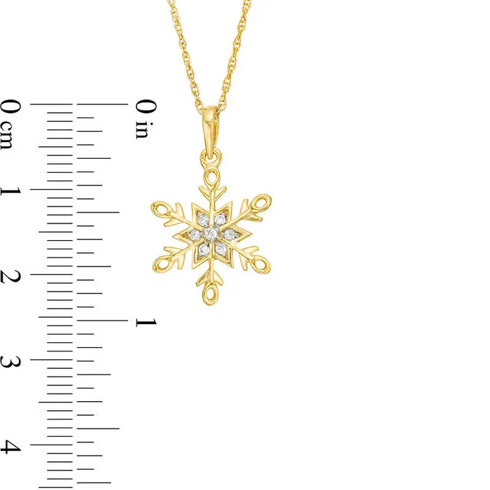 Necklaces Goldia 007 CT TW Natural Diamond Snowflake Pendant in 10K Yellow Gold Necklaces Goldia 007 CT TW Natural Diamond Snowflake Pendant in 10K Yellow Gold