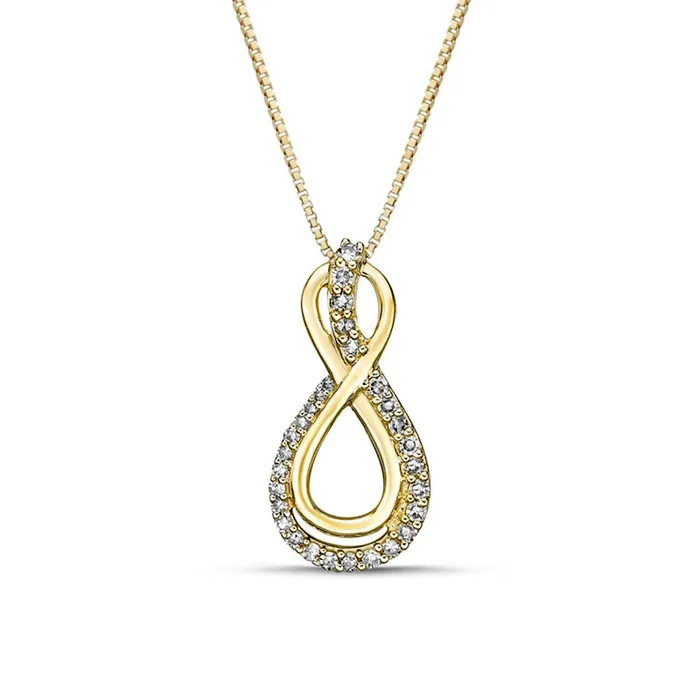 Necklaces Goldia 017 CT TW Natural Diamond Linear Ribbon Infinity Pendant in 10K Yellow Gold Necklaces Goldia 017 CT TW Natural Diamond Linear Ribbon Infinity Pendant in 10K Yellow Gold