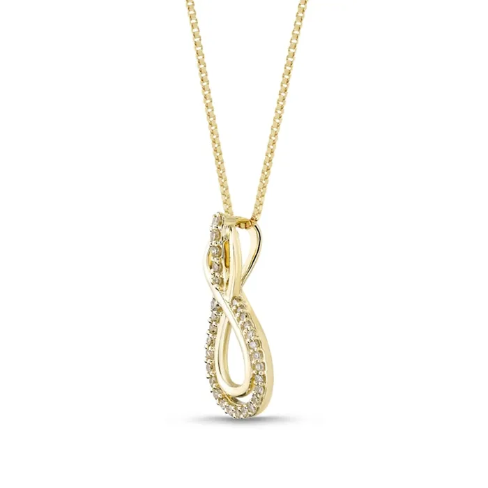 Necklaces Goldia 017 CT TW Natural Diamond Linear Ribbon Infinity Pendant in 10K Yellow Gold Necklaces Goldia 017 CT TW Natural Diamond Linear Ribbon Infinity Pendant in 10K Yellow Gold