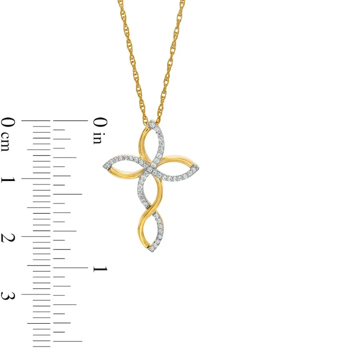 Necklaces Goldia 017 CT TW Natural Diamond Twist Cross Pendant in 10K Yellow Gold Necklaces Goldia 017 CT TW Natural Diamond Twist Cross Pendant in 10K Yellow Gold