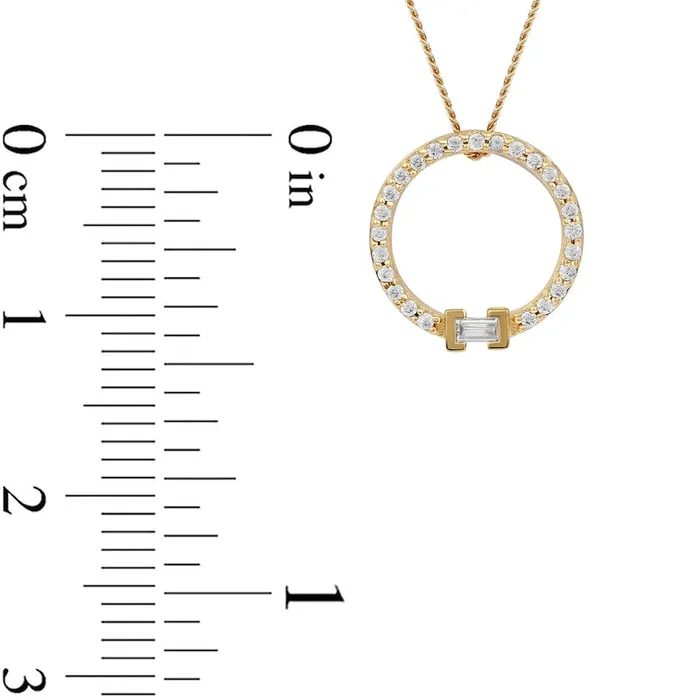 Necklaces Goldia 02 CT TW Baguette and Round Natural Diamond Circle Pendant in 10K Yellow Gold Necklaces Goldia 02 CT TW Baguette and Round Natural Diamond Circle Pendant in 10K Yellow Gold