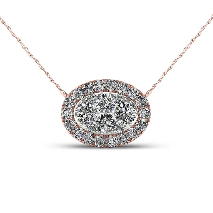 Necklaces Goldia 025 CT TW Composite Natural Diamond Oval Frame Necklace in 10K Rose Gold Necklaces Goldia 025 CT TW Composite Natural Diamond Oval Frame Necklace in 10K Rose Gold